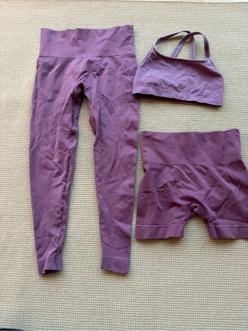SET Active Seamless Leggings, Sports Bra & Shorts Set - Mauve